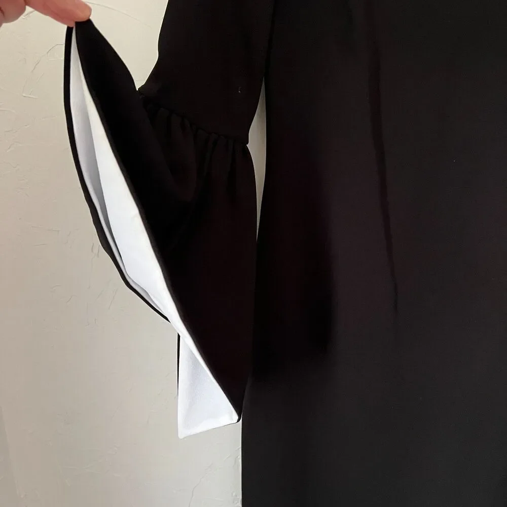 Calvin‎ Klein Black Bell Sleeve Sheath Dress Workwear Career Minimalist Size 2 - Picture 5 of 10